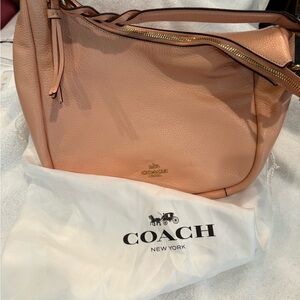 Coach Women's Peach Leather Hobo Bag